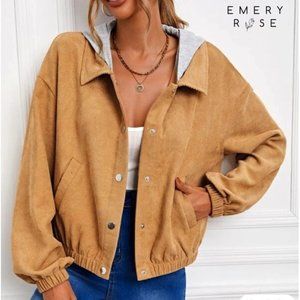 EMERY ROSE Drop Shoulder Pocket Corduroy